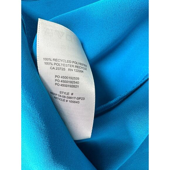 Aritzia Wilfred Minthe Dress XS Tropic Blue Midi Slip V-Neck Matte Satin Drapey - Picture 10 of 14